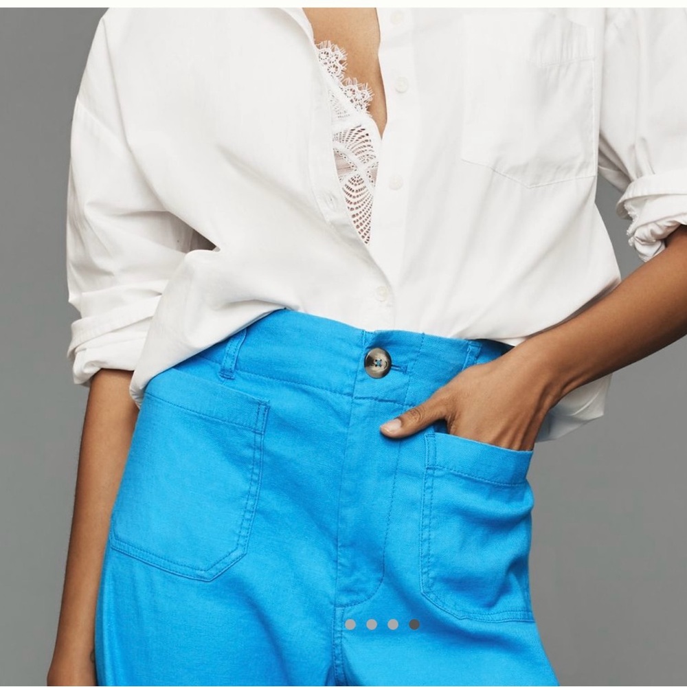 Anthropologie Colette Cropped Wide-Leg Pants by Maeve: Linen Edition NWT Size 34